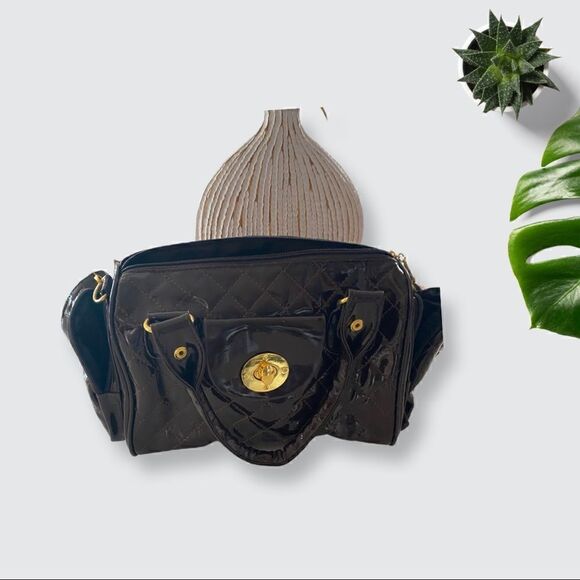 Chocolate Brown Patent Leather Handbag - Picture 3 of 11